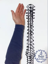 Load image into Gallery viewer, Spine Back Patch • Patch bone • Large patch natural size • iron on • Skeleton • horror patch • punk patch • goth patch • patch for jacket