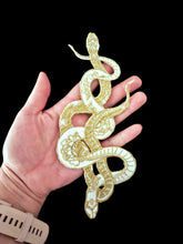 Load image into Gallery viewer, Gold and white snake embroidery patch, Gothic, Constellation