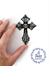 Load image into Gallery viewer, Celtic cross patch • Embroidered iron on patch • Viking patch • goth patch