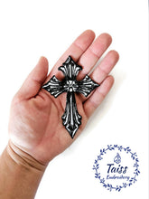 Load image into Gallery viewer, Celtic cross patch • Embroidered iron on patch • Viking patch • goth patch