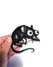 Load image into Gallery viewer, Crazy Rat Patch Bug-Eyed Mouse Embroidered Patch Weirdcore Aesthetic Rat Fink Style Embroidery Goth Punk Accessory Creepy Cute Animal