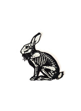 Load image into Gallery viewer, Skeleton Bunny Embroidered Patch - Gothic Rabbit Anatomy Badge - Dark Aesthetic Creepy Cute Accessory for Jackets & Backpacks