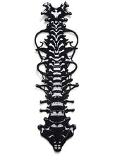 Load image into Gallery viewer, Cyberpunk Spine Patch - Biomechanical Vertebrae Embroidery Iron-On - Dark Streetwear Techwear Accessory - Gothic Anatomy Bone Patch - Industrial Gear
