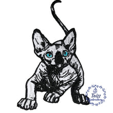 Load image into Gallery viewer, Cat patch, goth patch, embroidered iron on patch