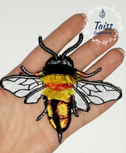 Load image into Gallery viewer, Bumblebee patch, embroidered Iron on  patch, large patch