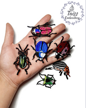 Load image into Gallery viewer, Insects, Beetles embroidered patches iron on. Set 6p
