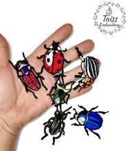 Load image into Gallery viewer, Insects, Beetles embroidered patches iron on. Set 6p