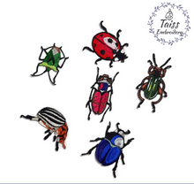 Load image into Gallery viewer, Insects, Beetles embroidered patches iron on. Set 6p