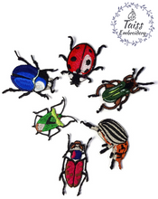 Load image into Gallery viewer, Insects, Beetles embroidered patches iron on. Set 6p