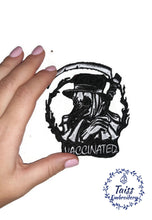 Load image into Gallery viewer, Vaccinated Iron-On Patch, Biker Style, Vaxxed Patch with Skull, Doktor Plague