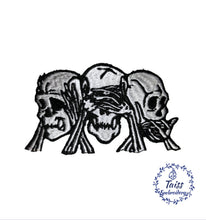 Load image into Gallery viewer, No Evil Skulls Iron-On Patch• Skeleton Skull• Goth Punk patch
