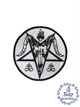 Load image into Gallery viewer, Pentacle, Large Embroidered Iron On Patch, Baphomet skull