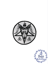 Load image into Gallery viewer, Pentacle, Large Embroidered Iron On Patch, Baphomet skull