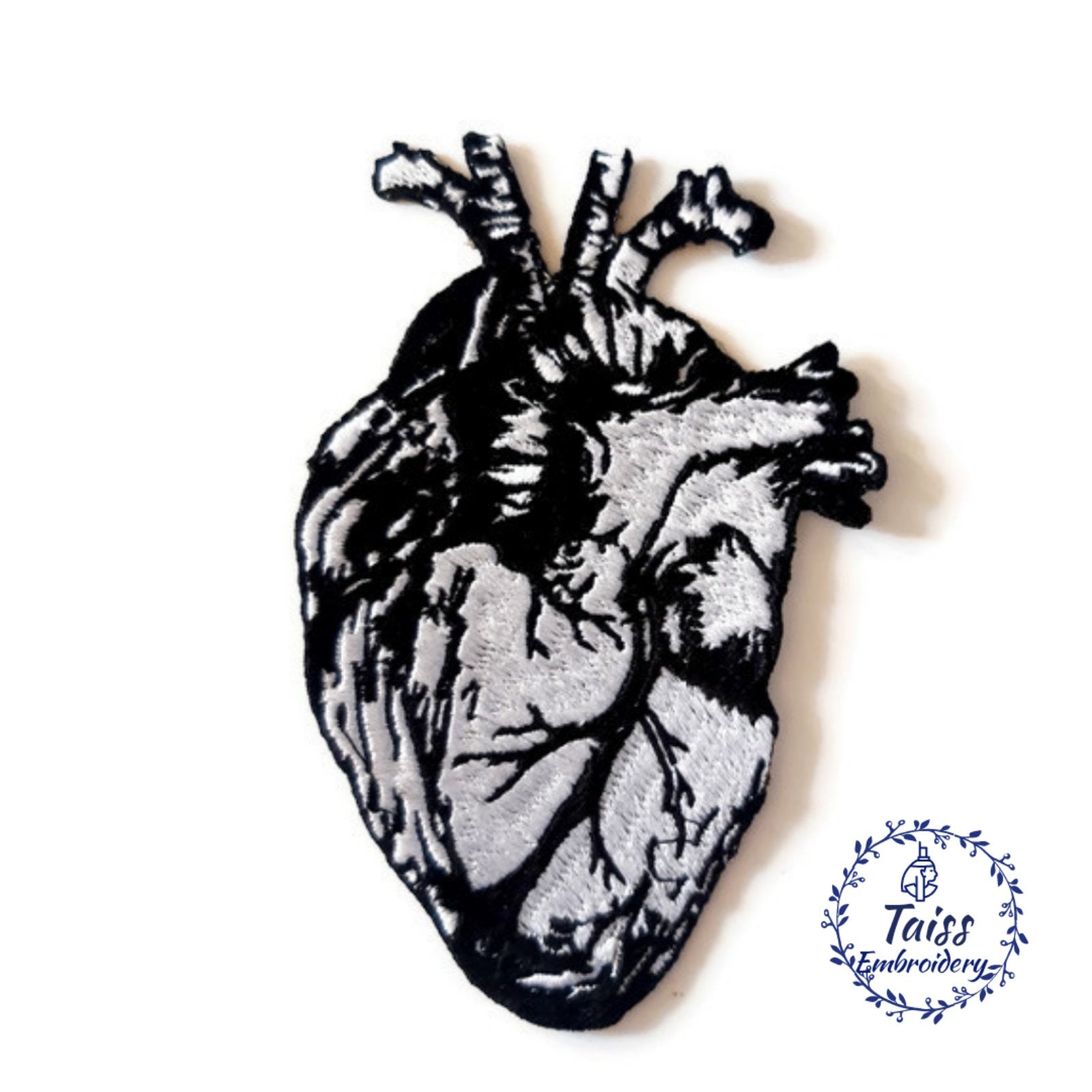 Anatomical heart patch, Large goth patch – Embroidery Taiss