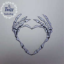 Load image into Gallery viewer, Embroidered Patch, Skeleton, horror patch, large patch, punk patch, goth patch, iron on patches, patch for jacket, back patch, bone, heart