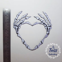 Load image into Gallery viewer, Embroidered Patch, Skeleton, horror patch, large patch, punk patch, goth patch, iron on patches, patch for jacket, back patch, bone, heart