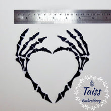 Load image into Gallery viewer, Embroidered Patch, Skeleton, horror patch, large patch, punk patch, goth patch, iron on patches, patch for jacket, back patch, bone, heart