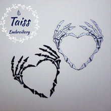 Load image into Gallery viewer, Embroidered Patch, Skeleton, horror patch, large patch, punk patch, goth patch, iron on patches, patch for jacket, back patch, bone, heart