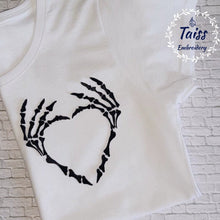 Load image into Gallery viewer, Embroidered Patch, Skeleton, horror patch, large patch, punk patch, goth patch, iron on patches, patch for jacket, back patch, bone, heart