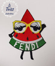 Load image into Gallery viewer, Watermelon embroidered patch Designer patch  Large embroidered iron on patch Fruit patches