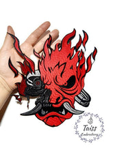 Load image into Gallery viewer, Cyberpunk 2077 patch, Embroidered back patch, Samurai, Oni Demon patch