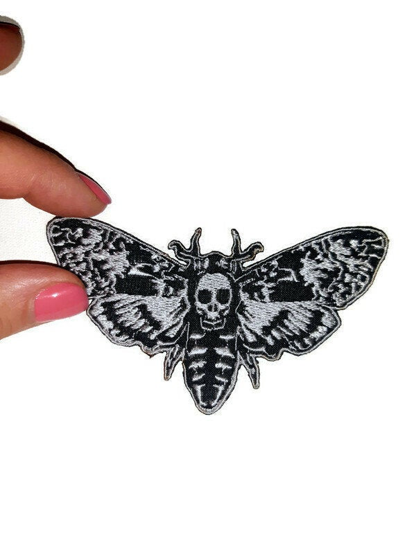 Moth Large Deaths Head Embroidered Iron Sew On Back Patch – Embroidery ...