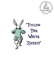 Load image into Gallery viewer, Embroidered patch iron on, White rabbit patch, Alice in wonderland, Cheshire cat patch, mad hatter patch, large patch
