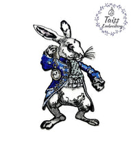 Load image into Gallery viewer, Embroidered patch iron on, White rabbit patch, Alice in wonderland, Cheshire cat patch, mad hatter patch, large patch