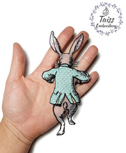 Load image into Gallery viewer, Embroidered patch iron on, White rabbit patch, Alice in wonderland, Cheshire cat patch, mad hatter patch, large patch