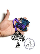 Load image into Gallery viewer, Embroidered patch iron on, White rabbit with clock patch, Alice in wonderland, Cheshire cat patch, mad hatter patch, large patch