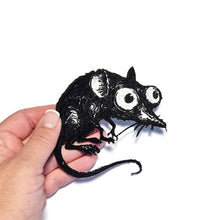 Load image into Gallery viewer, Crazy Rat Patch  Bug-Eyed Mouse Embroidered Patch  Weirdcore Aesthetic  Rat Fink Style Embroidery  Goth Punk Accessory Creepy Cute Animal
