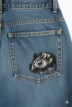 Load image into Gallery viewer, Gothic Mouse Patch, Creepy Eye Embroidery, Dark Aesthetic Iron On Patch, Weird Core Animal Art, Taxidermy Style Applique, Goth Accessories
