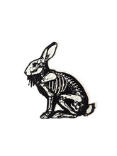 Load image into Gallery viewer, Skeleton Bunny Embroidered Patch - Gothic Rabbit Anatomy Badge - Dark Aesthetic Creepy Cute Accessory for Jackets &amp; Backpacks
