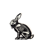 Load image into Gallery viewer, Skeleton Bunny Embroidered Patch - Gothic Rabbit Anatomy Badge - Dark Aesthetic Creepy Cute Accessory for Jackets &amp; Backpacks
