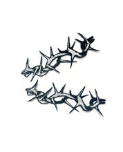 Load image into Gallery viewer, Cyber Sigilism Barbed Wire Patches - Neo Tribal Thorn Embroidery - Dark Alt Aesthetic Iron On for Jeans and Jackets - Set of 2
