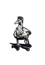 Load image into Gallery viewer, Skater Duck Patch - Skateboarding Bird Embroidery Iron-On - Cool Duck with Goggles Aesthetic - Streetwear Skater Gift - Weirdcore Alt Fashion Accessory
