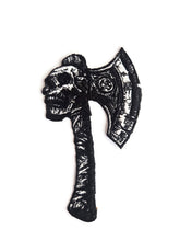 Load image into Gallery viewer, Battle Axe Patch - Viking Double Headed Axe Embroidery Iron-On - Norse Pagan Aesthetic - Metalhead Battle Vest Decor
