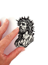 Load image into Gallery viewer, Jesus Christ Crown of Thorns Patch - Large Religious Embroidery, Christian Biker Iron-On Applique for Jackets, Faith Based Gift

