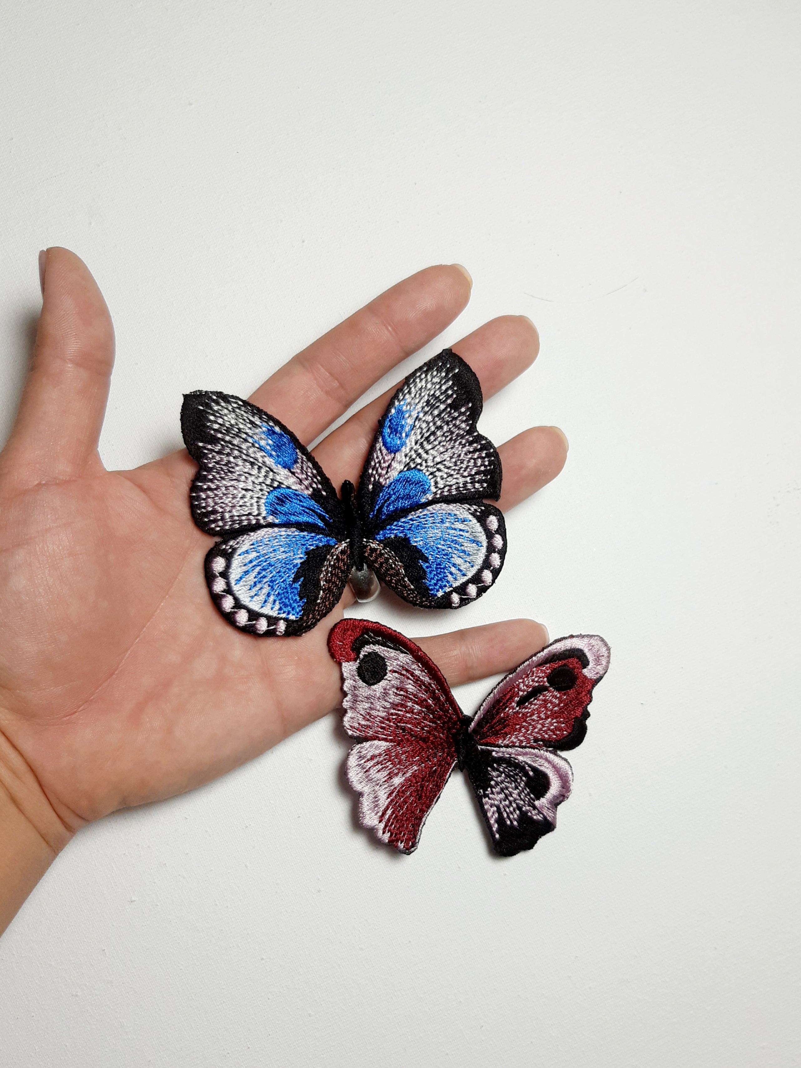 Butterfly patch Insect patch Embroidered iron on patch, set 2 p