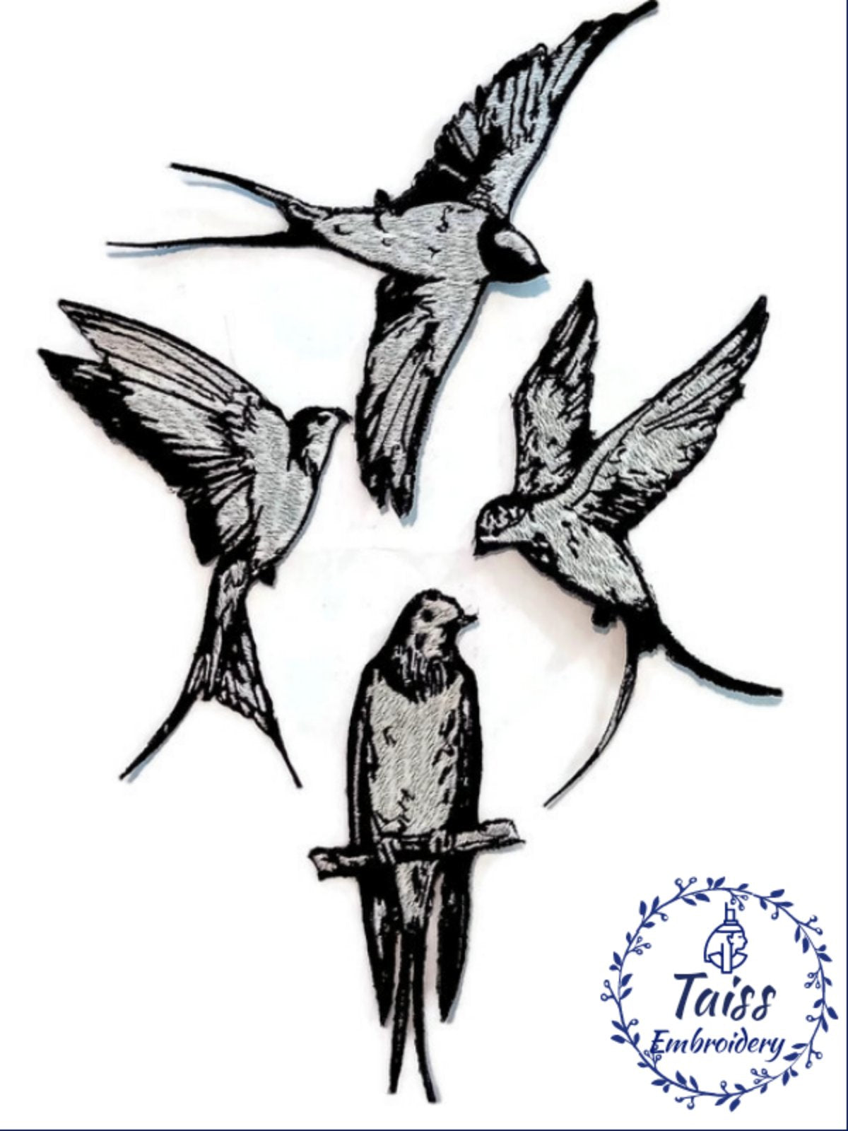 Swallows, bird patch  Set of beautiful swallows 4p.