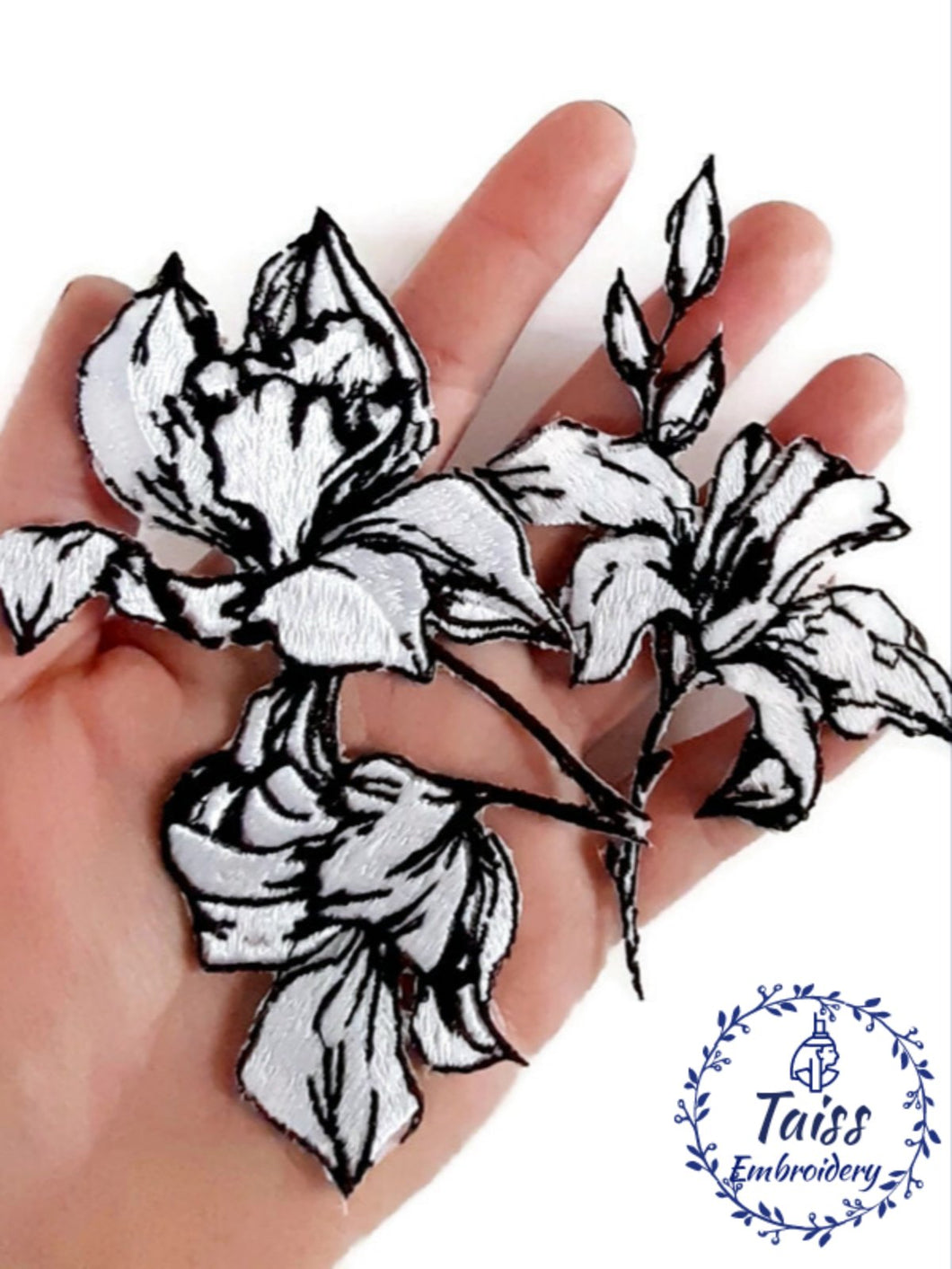 iron lily flower Lily Flower Patch, Set 2 p – Embroidery Taiss