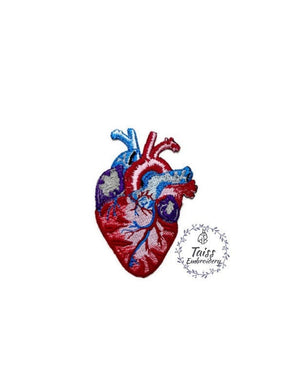 Realistic Human Heart Multi-Color Embroidered Iron-On Patch