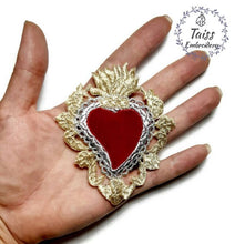 Load image into Gallery viewer, Sacred heart embroidered patch Large iron on patch
