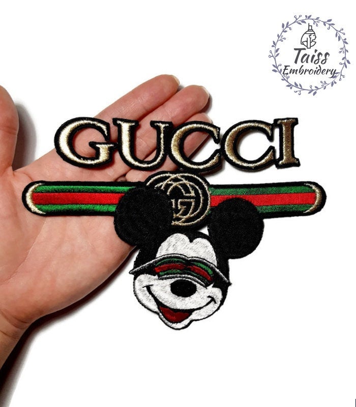 Mouse Gucci Designer patch Large embroidered iron on patch – Embroidery  Taiss