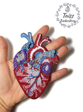 Load image into Gallery viewer, Anatomical heart patch, Large embroidered  iron on patch
