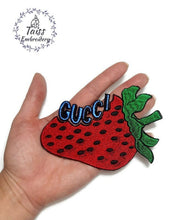 Load image into Gallery viewer, Strawberry Patches for denim jackets Patch for shirt Strawberry patch Large embroidered iron on patch Fruit patches
