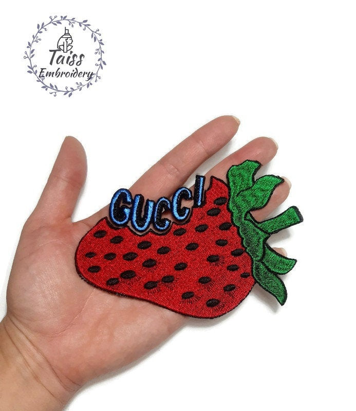 Strawberry Patches for denim jackets Patch for shirt Strawberry patch Large embroidered iron on patch Fruit patches